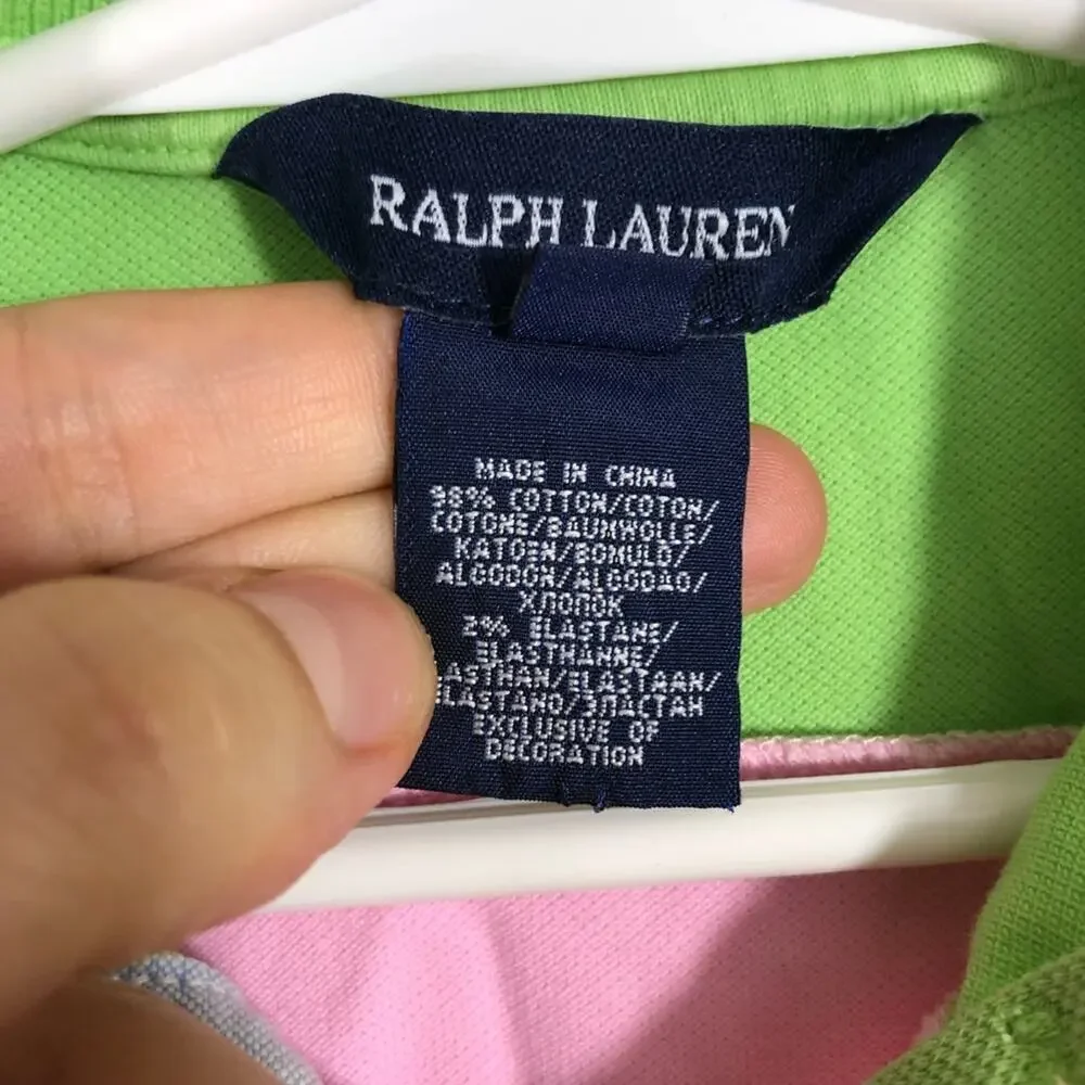 Ralph Lauren pink and green striped polo dress